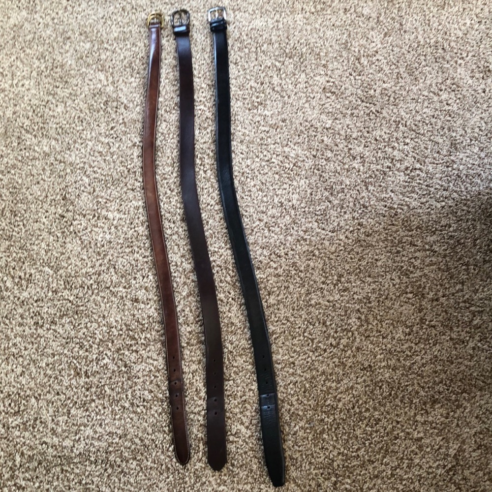 Three Men’s Leather Belts (2 brown and 1 black)